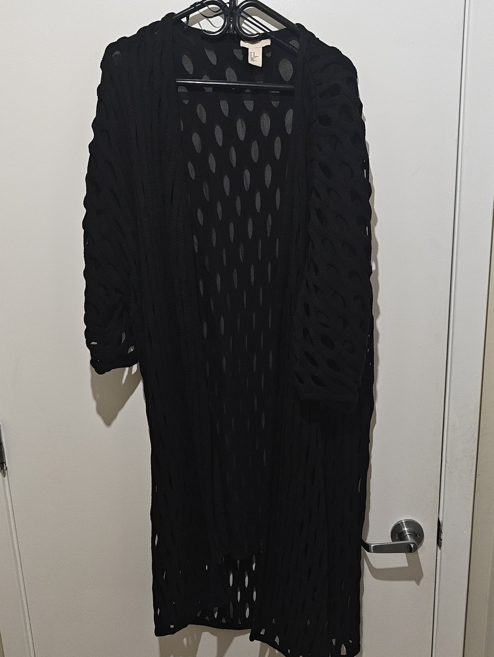 H&M Black Open-Knit Long Cardigan